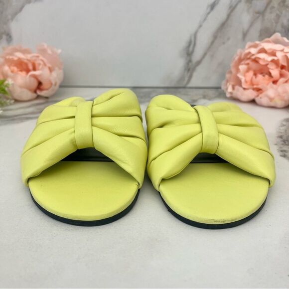 MARC FISHER Olita Slide Sandal In Yellow Leather Size 7.5 NEW - Picture 8 of 17